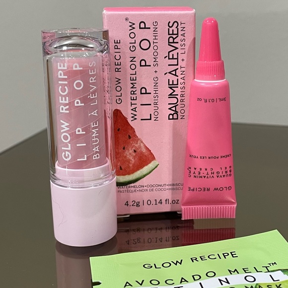Glow Recipe Lip Pop Balm Lip Glow in Watermelon Full Size + Guava Eye Sample - Picture 1 of 10